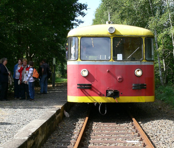 VT12 und Fahrgäste in Oberwiehl (Foto: Pattrick Brelöhr).